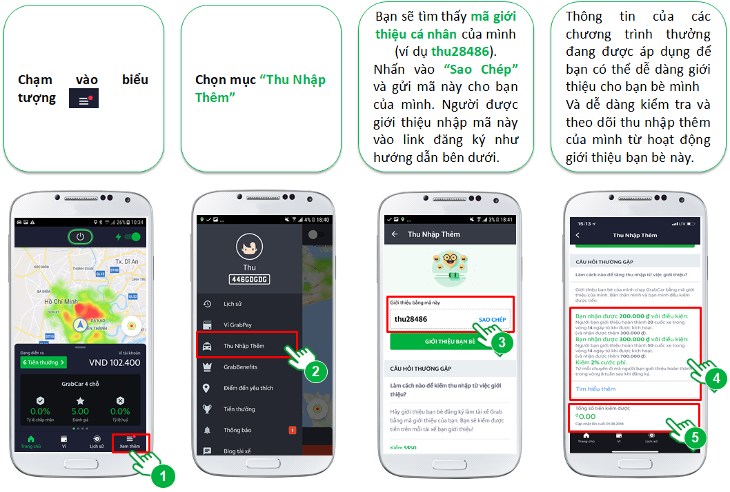 [GrabCar HCM - HN - ĐN ] Chương trình cùng tăng thu nhập “Tài xế giới thiệu Tài xế”