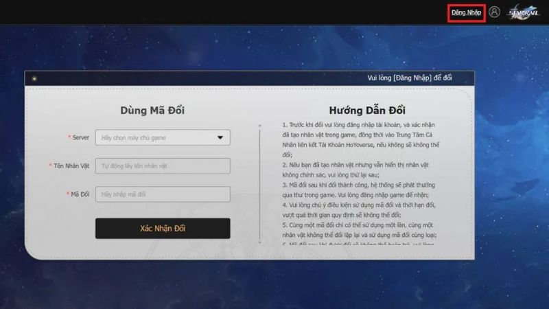 Hướng dẫn nhập code Honkai Star Rail
