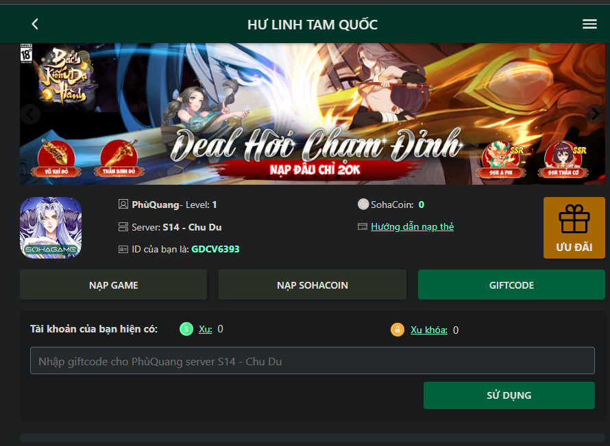 GIFTCODETổng hợp code mới nhất HƯ LINH TAM QUỐC SOHA GAME & Cách tải game trên PC