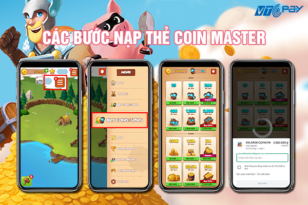 Hướng dẫn cách nạp thẻ Coin Master để nhận gấp đôi Spin và Coin