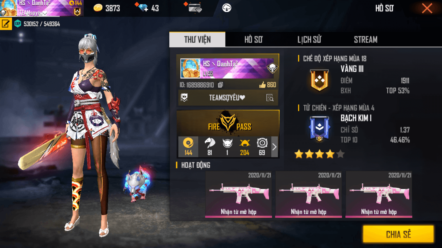 Ảnh Free Fire giàu, ảnh nick Free Fire giàu, ảnh acc Free Fire giàu