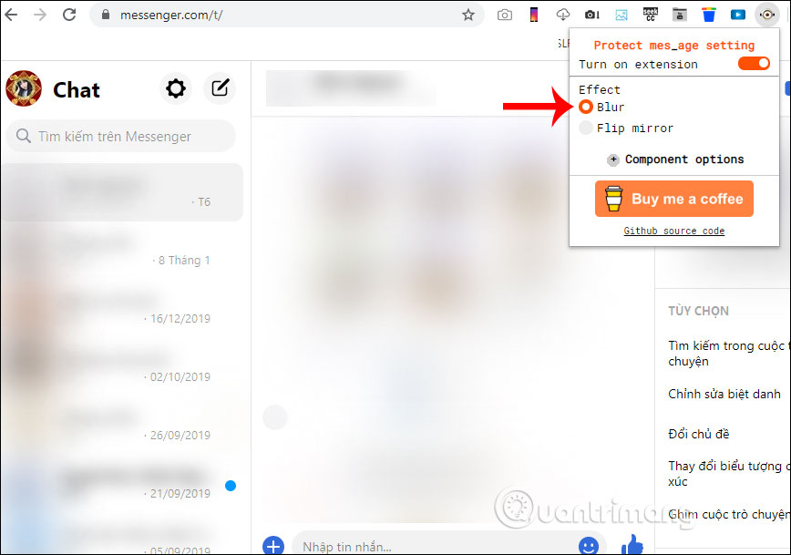Cách làm mờ, đảo ngược tin nhắn Facebook Messenger