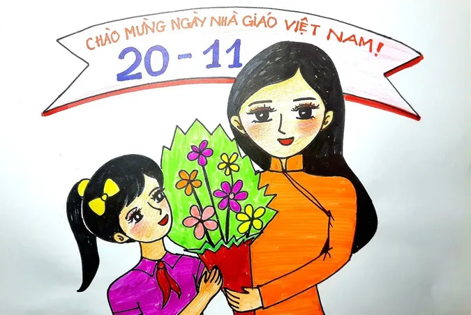 85 bức tranh vẽ cô giáo đẹp, ý nghĩa nhân ngày 20/11