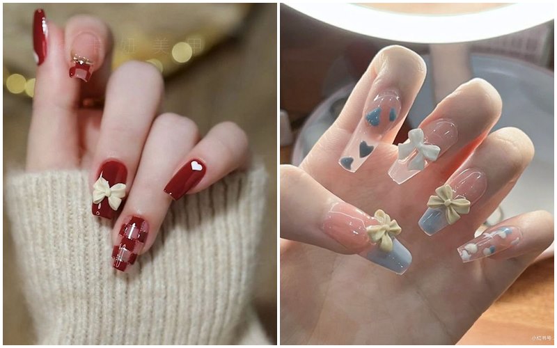 15 mẫu nail nơ xinh đơn giản dễ phối đồ cho nàng tiểu thư