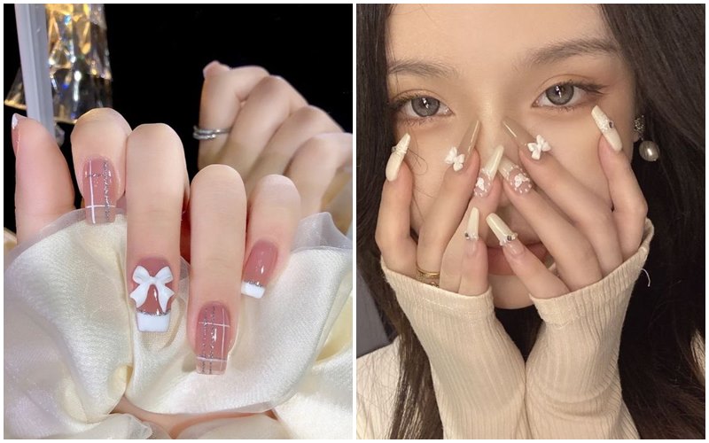 15 mẫu nail nơ xinh đơn giản dễ phối đồ cho nàng tiểu thư