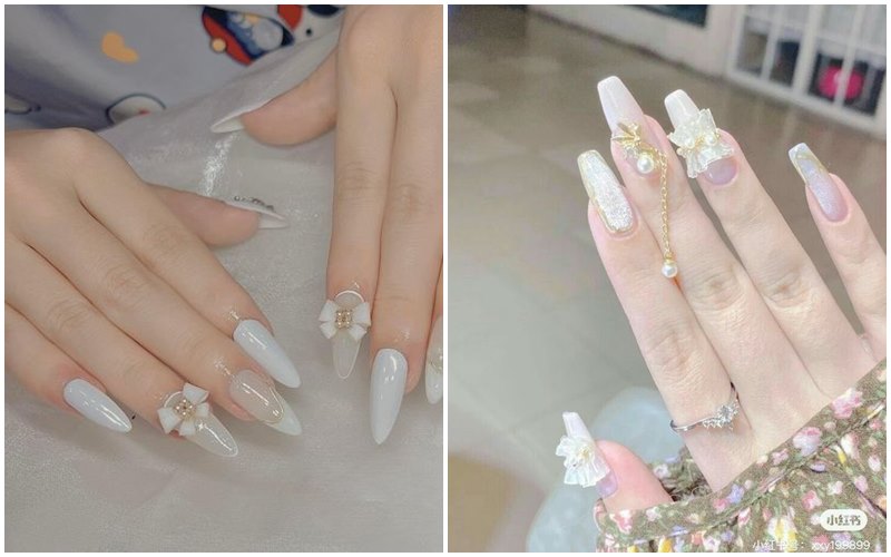 15 mẫu nail nơ xinh đơn giản dễ phối đồ cho nàng tiểu thư