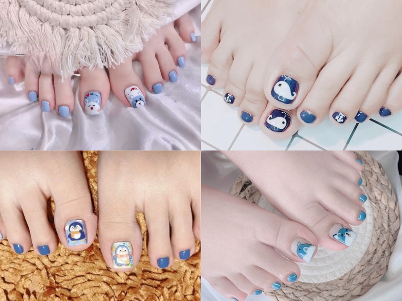 Top 10 Mẫu Nail Chân Màu Xanh Nước Biển Hot Nhất Năm 2024