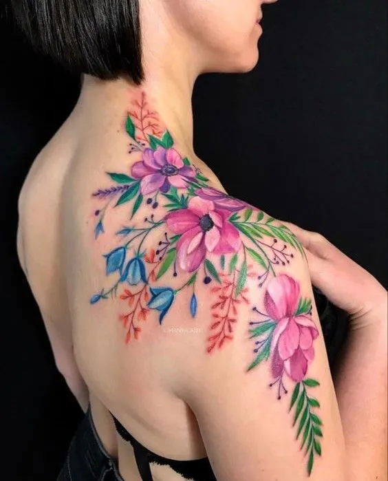 99+ hình xăm bông hoa trên vai được ưa thích nhất hiện nay - Genztattoo