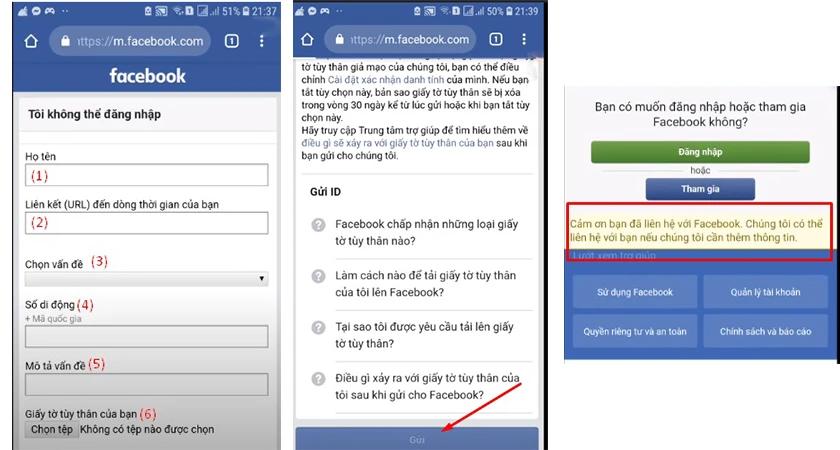 Lấy lại tài khoản Facebook bị hack bằng gmail, số điện thoại