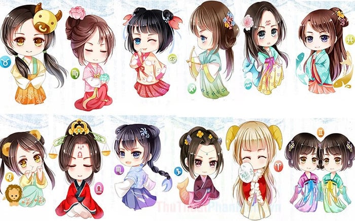 Ảnh đẹp của 12 cung hoàng đạo chibi trong trang phục cổ trang